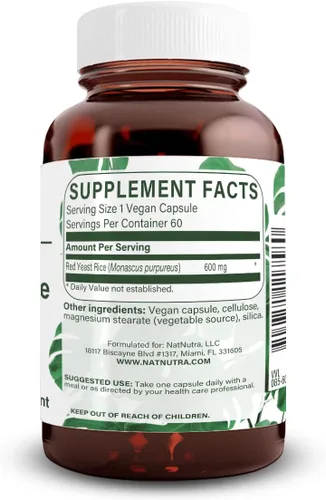 Vista 2 de Natural Nutra Extracto de arroz de levadura roja, apoyo cardiovascular, ayuda a mejorar la inmunidad, mejorar la digestión, suplementos sin gluten