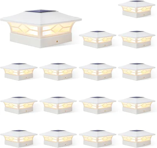 Vista 16 de Luces Solares para Tapas de Postes Exteriores Paquete de 4, Impermeables, Alimentadas por Energía Solar, Luces para Postes de Terraza y Valla