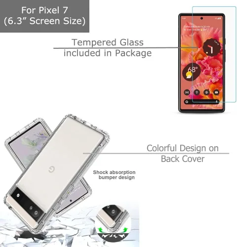 Vista 3 de Funda a prueba de golpes compatible con Google Pixel 6a, con protector de pantalla de vidrio templado, libro de composición