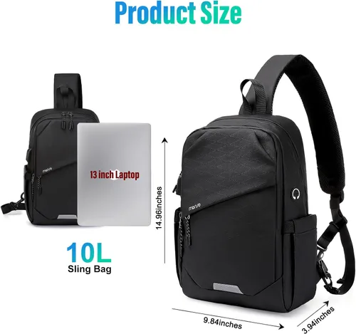 Vista 2 de MOSISO Mochila bandolera de viaje para senderismo, bolsa cruzada grande con puerto de carga USB para hombres y mujeres, bolsillos de 3 capas, bolsa
