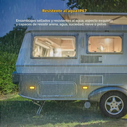 Vista 4 de Partsam 2 piezas de 4.4" de luz de señal de giro lateral de 24 LED color ámbar [Aprobación DOT], IP67 impermeable, lente ámbar, carcasa de aluminio