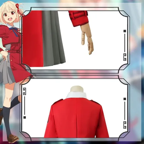 Vista 6 de Lycoris Recoil - Disfraz de cosplay de Nishikigi Chisato, uniforme escolar japonés
