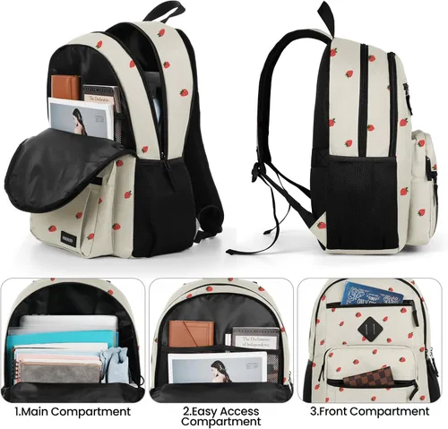 Vista 10 de BIKROD P28 - Mochila para portátil de 15.6 pulgadas, Beige, Moderno