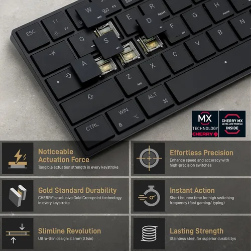 Vista 4 de BAROCCOMiSTEL AIRONE Teclado mecánico, diseño del 65%, interruptor Cherry MX ULP, retroiluminación RGB, cable USB-C, Windows/MacOS/iOS, soporte