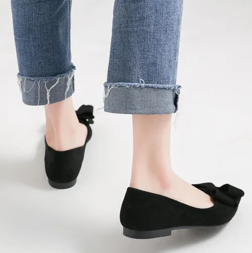 Vista 6 de SAILING LU Zapatos planos de ballet con nudo de lazo para mujer, zapatos planos con punta puntiaguda, zapatos de vestir, zapatos de vestir