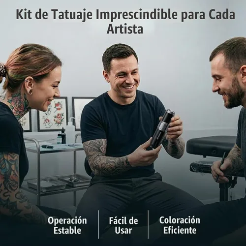 Vista 6 de Dragonhawk Kit de pistola de tatuaje inalámbrico 7 golpes ajustables 0.1