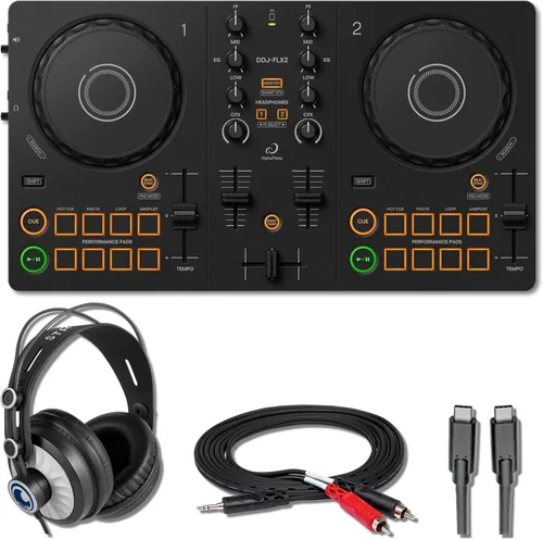 Vista 8 de Paquete de controlador de DJ Alpha Theta DDJ-FLX2 con cable de 0.1 in a RCA