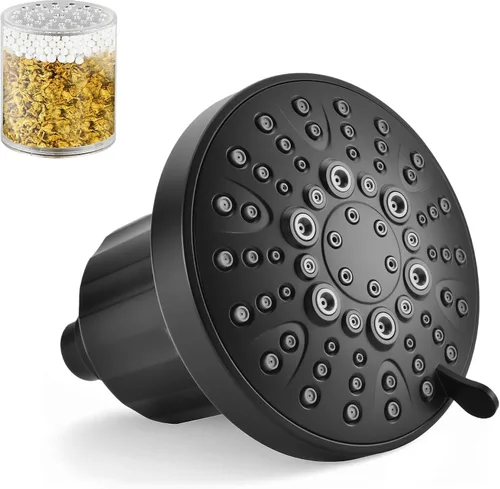 Vista 11 de BRIGHT SHOWERS Cabezal de ducha filtrado, cabezal de ducha fijo de alta presión para agua dura, filtro de doble medio que elimina el cloro