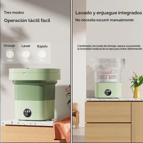 Vista 3 de Lavadora plegable, mini lavado de 9L con 3 modos de limpieza profunda, lavado medio automático, lavadora portátil para apartamentos, dormitorios