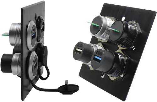 Vista 5 de PENGLIN Acoplador de montaje en panel USB 2.0, conector de paso USB, adaptador de extensión de mamparo hembra a hembra con tapón de agua/polvo