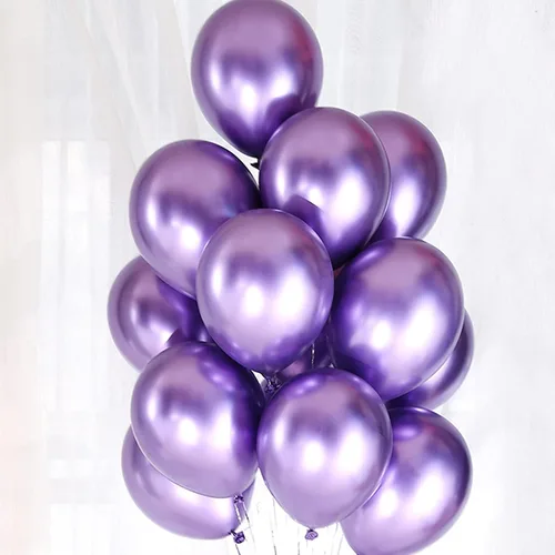 Vista 3 de 50 globos metálicos morados de 12 pulgadas, globos de fiesta morados cromados metálicos brillantes, para cumpleaños, boda, fiesta, Halloween