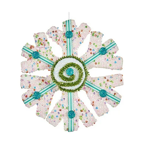 Vista 2 de Adorno Navideño Krist+ Azul Blanco Verde Copos de nieve 17 x 6 x 17 cm