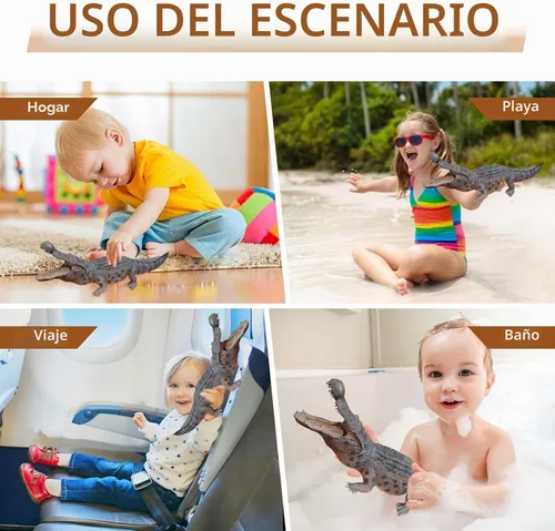 Vista 6 de EOIVSH Figura Gigante de Cocodrilo de Juguete, Figura de Acción de Cocodrilo Realista de 15" con Mandíbula Movible, Figura Educativa de Animal