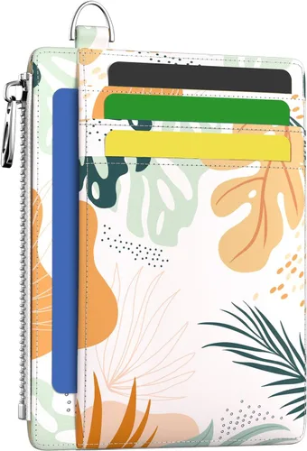 Vista 31 de Hancynir Cartera delgada para mujer con soporte para tarjetas de crédito RFID, pequeña mini funda para tarjetas con bolsillo frontal de PU, cartera