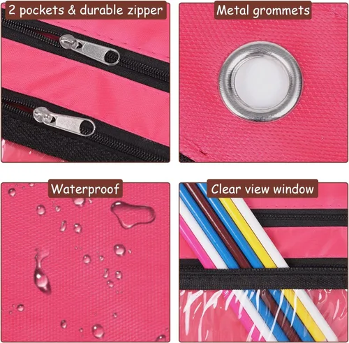 Vista 3 de YoeeJob Paquete de 24 bolsas para lápices para carpeta de 3 anillas, bolsas expandibles con cremallera, estuche de gran capacidad para bolígrafos