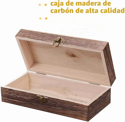 Vista 3 de 2 piezas de cajas de madera con tapa con bisagras, caja de madera pequeña, caja de madera vintage, caja de almacenamiento de madera, cajas