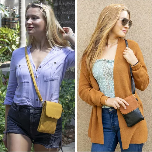 Vista 2 de MINICAT - Bolso cruzado para mujer, pequeño, bolsillos espaciosos, para celular, bolsa de mano para mujer