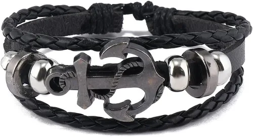 Vista 8 de 16 pulseras para hombres y mujeres, diseño de calavera trenzada negra infinita de Tai Chi, pulseras punk rock para uso diario