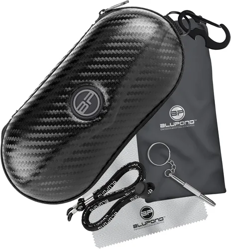 Vista 8 de BLUPOND Estuche de gafas de sol semi duro EVA Shell con gancho colgante de metal clip cinturón almacenamiento gafas de sol
