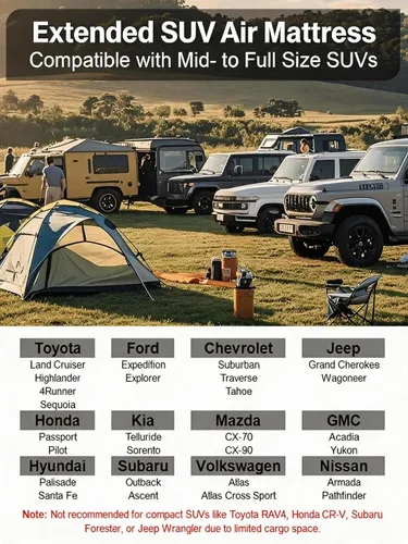 Vista 2 de Umbrauto colchón de aire para SUV para acampar en el coche, colchón de aire impermeable e inflable rápidamente con bomba eléctrica, se adapta a