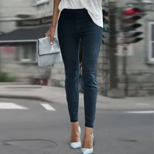 Vista 2 de Pantalones de trabajo para mujer, mallas elásticas, cómodos, largos, ajustados, casuales, elásticos, con bolsillos