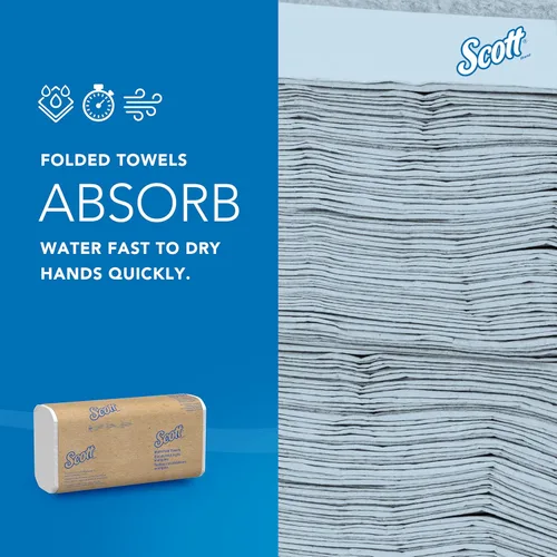 Vista 5 de Toallas de papel multifold universal Scott Professional, a granel (58091), bolsillos de absorción, blancas, toalla de 9.2"x9.4", blanca, comprimida