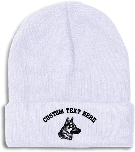 Vista 36 de Gorros personalizados para hombre, sombreros de invierno bordados de cabeza de pastor alemán negro para mujer, gorra de cráneo de acrílico, 1