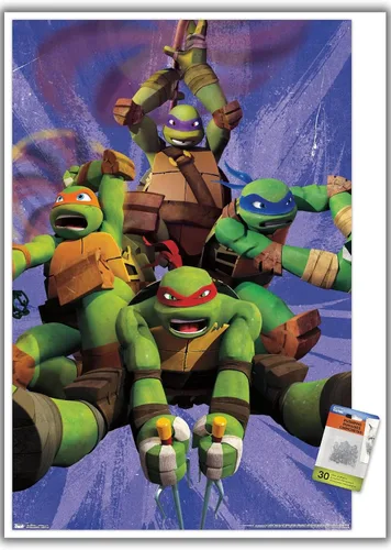 Vista 6 de Trends International Nickelodeon Teenage Mutant Ninja Turtles - Póster de pared del equipo, 14.72 x 22.37 pulgadas, paquete de póster premium y pin