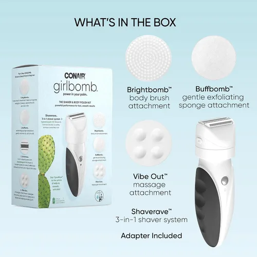 Vista 2 de Conair GIRLBOMB - Afeitadora para mujer y amortiguador corporal, húmedo/seco, recargable de iones de litio