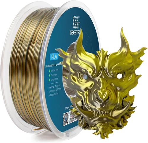 Vista 63 de Geeetech - Filamento PLA de 0.07 pulgadas, filamento de seda de bicolor, consumo dicromático de coextrusión brillante, 2.2 libras, 1 carrete