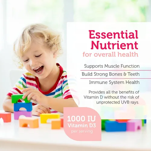 Vista 4 de Zahler Junior D3 Chewable 1000IU, gran sabor Chewable Vitamina D para niños, Vitamina D3 1000 IU para los niños, Certified Kosher, 250 tabletas