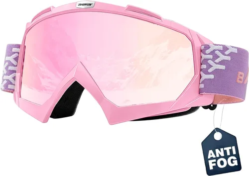 Vista 8 de Gafas de esquí antivaho OTG para adultos y niños, gafas de snowboard con 100% protección UV y ajuste antideslizante para esquí