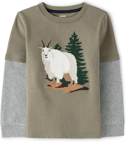 Vista 16 de Gymboree - Camisetas de manga larga con bordado gráfico para niños y niños pequeños, diseño de otoño y festivo Oso de trapo de manzana