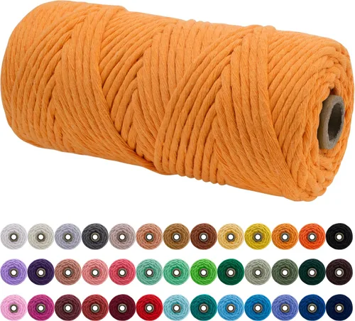 Vista 91 de JeogYong Cordón de macramé de un solo hilo 3 mm x 109 yardas (328 pies) Cuerda de algodón suave Hilo de macramé de 3 mm, suministros de macramé