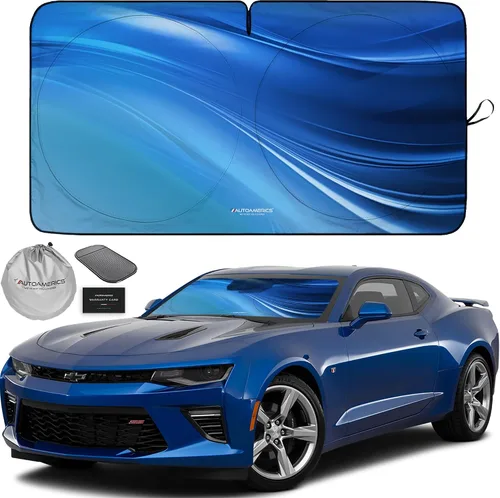 Vista 85 de Parasol de Parabrisas de Una Pieza - Parasol Cromado Líquido Plegable para Ventana Delantera de Auto para Carros SUV Camión - Protector Visor