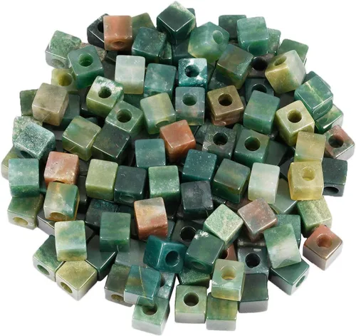 Vista 2 de TUMBEELLUWA Cuentas de piedra para la fabricación de joyas, cuentas sueltas de cristal curativo con agujero grande y forma cuadrada, paquete de 15