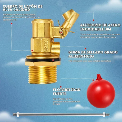 Vista 3 de Válvula de flotador de acero inoxidable de 3/4 pulgadas para tanque de agua y canal, diseño resistente con varilla de ángulo ajustable, bola