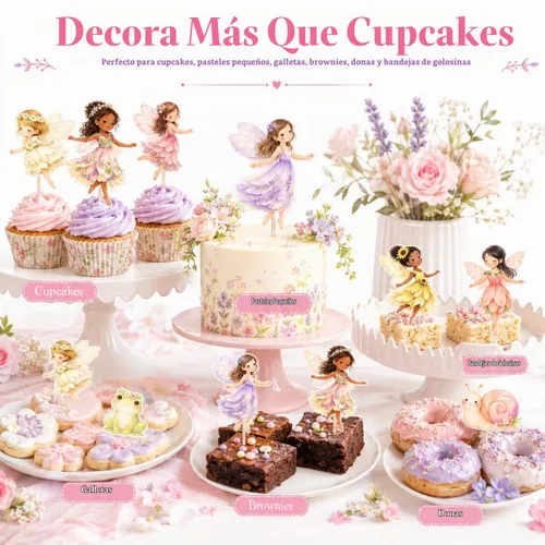 Vista 4 de ALISSAR 36 adornos para cupcakes de hadas, decoración de fiesta
