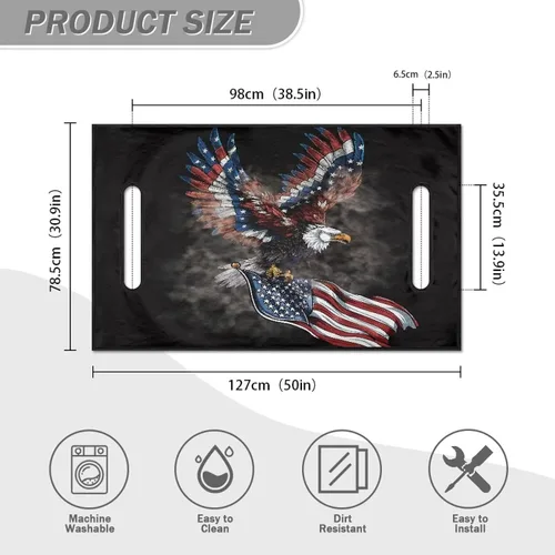 Vista 5 de Fundas de asiento de carrito de golf con bandera estadounidense de águila, manta de golf duradera para asientos de 2 personas, resistente a