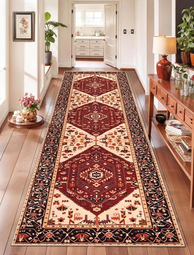 Vista 542 de SERISSA - Tapetes florales vintage, antideslizante, lavable, pequeño, ultrasuave, bohemio, de pelo bajo, para entrada, interiores, habitación