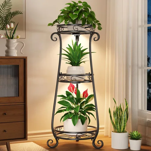 Vista 12 de LASZOLA 3 Tiers Metal Corner Plant Flower Stand Tall Indoor Outdoor, Bronze Bronce