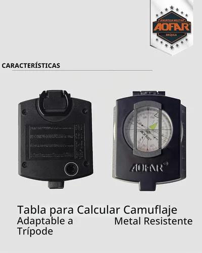 Vista 3 de AOFAR Military Compass,AF-4580 Lensatic Sighting, Waterproof and Shakeproof with Map Measurer Distance Calculator, Pouch for Camping, Hiking