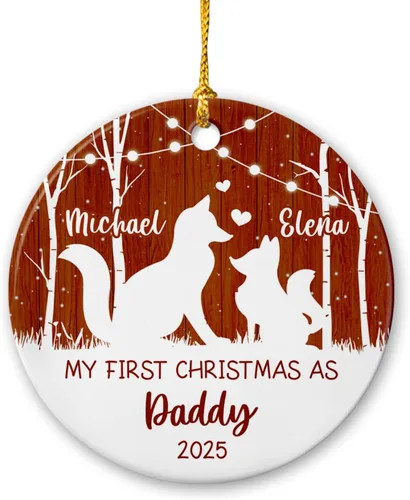 Vista 19 de Adorno de cerámica personalizado para la segunda Navidad de león para bebé, regalo de 2º adorno de árbol de Navidad de león para bebé, recuerdo