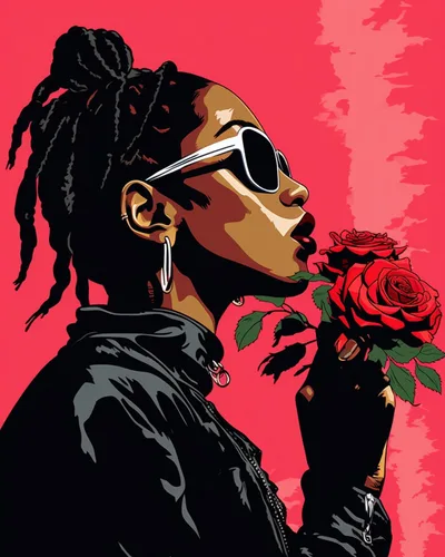 Vista 12 de Pintura por Números Afroamericana DIY Pintura Acrílica Kit de Pintura por Números para Niños Adultos Principiantes Chica Negra de Moda DIY Pintura