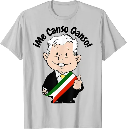 Vista 63 de AMLO Amlito Me Canso Ganso - Camiseta con diseño de dibujos animados mexicanos Gris Oscuro