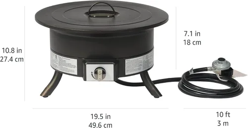 Vista 11 de Amazon Basics Fogata de propano portátil, redonda de 19 pulgadas, gas para patio, 55,000 BTU, correa de transporte