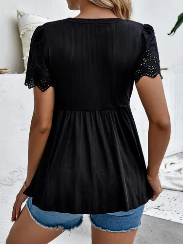 Vista 2 de Verdusa Camiseta de maternidad de manga corta con péplum festoneado para mujer