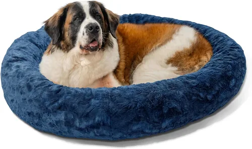 Vista 90 de Best Friends by Sheri - The Original Calming Donut - Cama calmante en forma de dona para perros y gatos - Pelo largo, azul bebé, M, 30 x 30 pulgadas