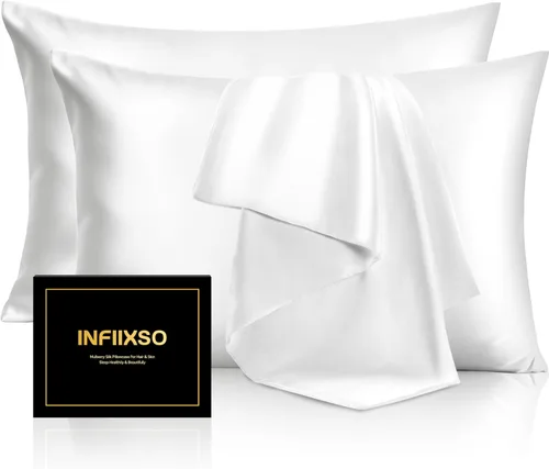 Vista 54 de INFIIXSO Funda de almohada de seda de morera, para cabello y piel, tamaño estándar, cremallera oculta, 20 x 26 pulgadas, suave y refrescante