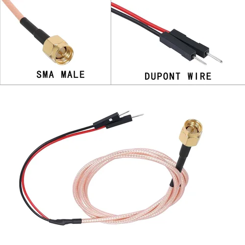 Vista 2 de XMSJSIY SMA macho a Dupont cable coaxial de prueba coaxial conduce cable conector adaptador cable de extensión (rojo+negro)-1 unids